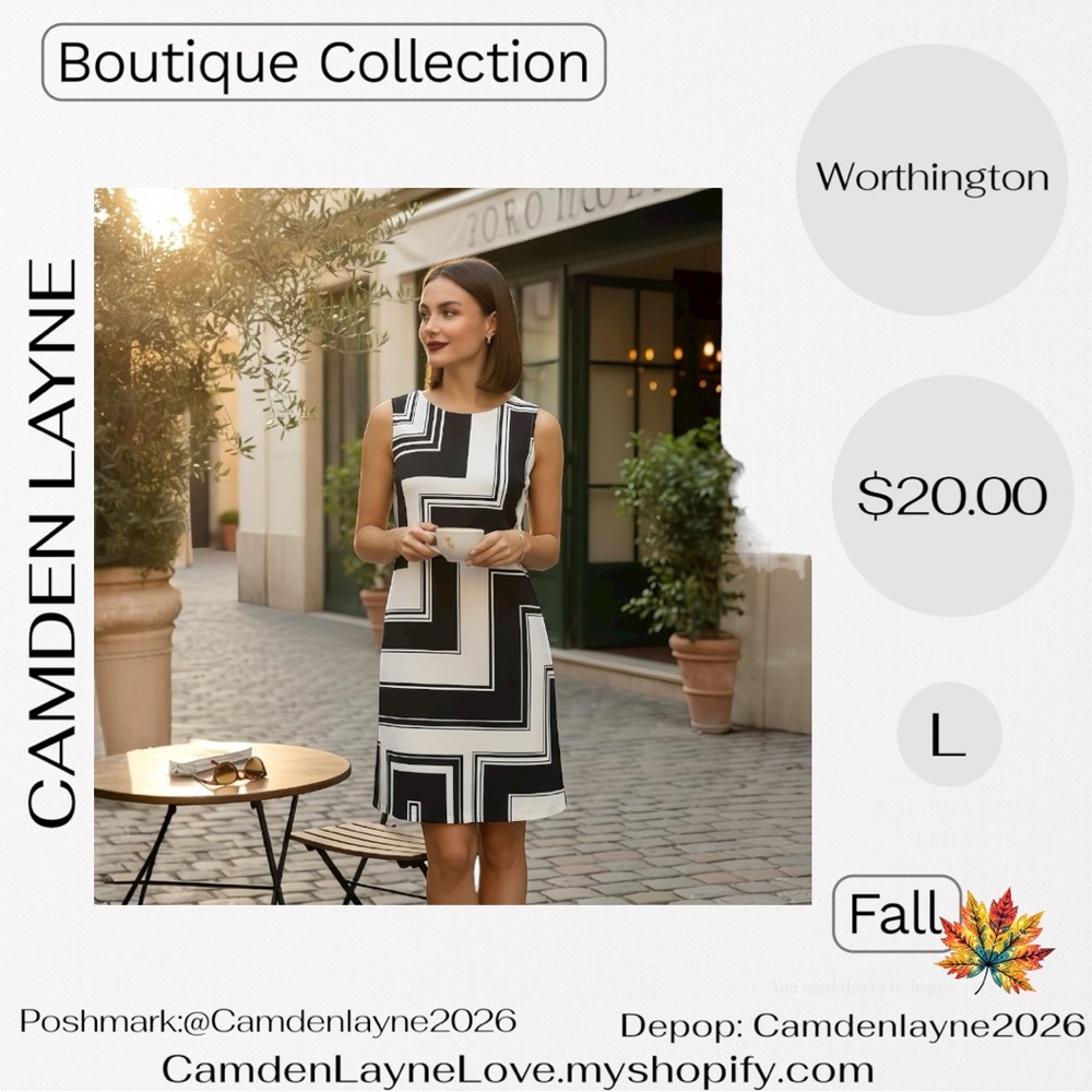 Worthington Black and White Geometric Mini Dress - Picture 3 of 7